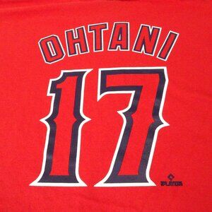 Nike Los Angeles Angels T-shirt. Women's XL. Ohtani #17, Red with Silver letters
